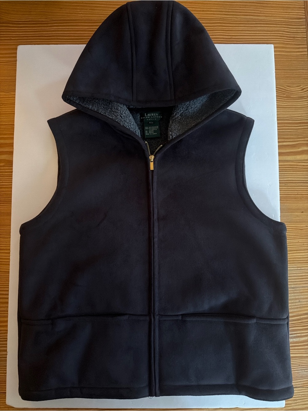 Ralph Lauren Black Hooded Suede look Vest